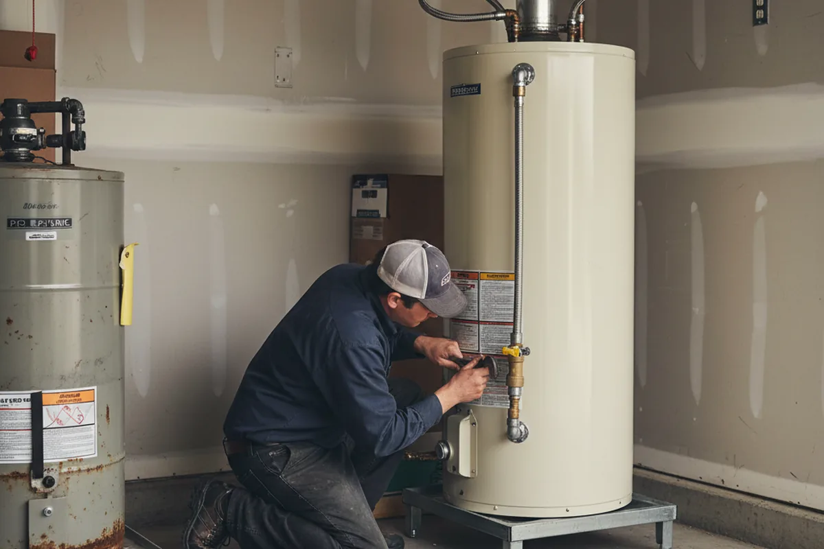 Water heater and shutoff valve replacement in Mustang